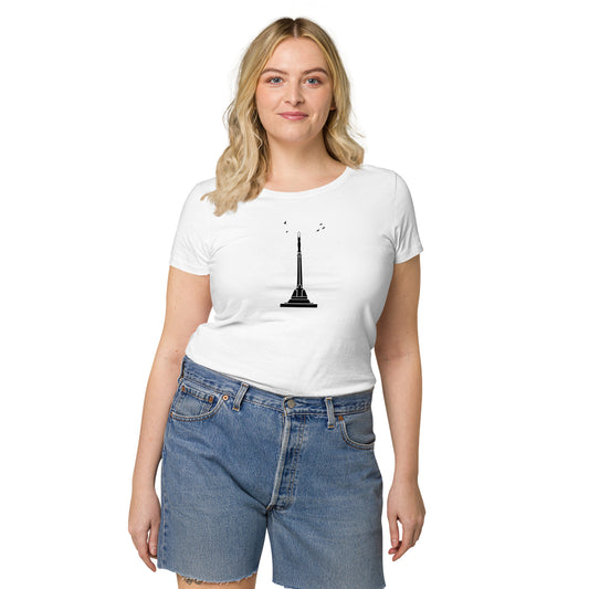 Women’s organic t-shirt with Riga Liberty Monument & Logo - white
